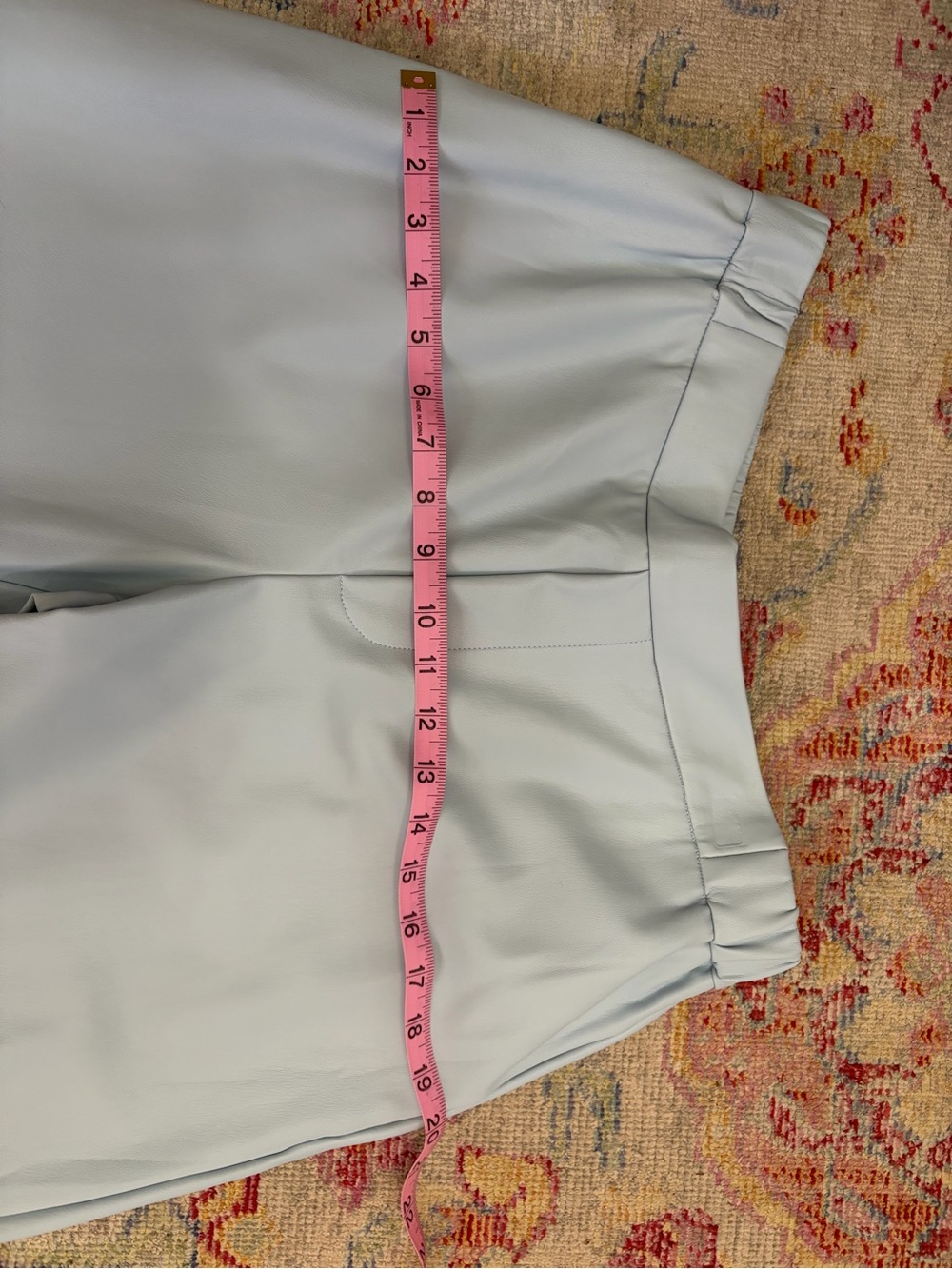 Maeve Anthropologie Pale Blue Vegan Leather Cropped Wide-Leg Pants - Picture 3 of 7